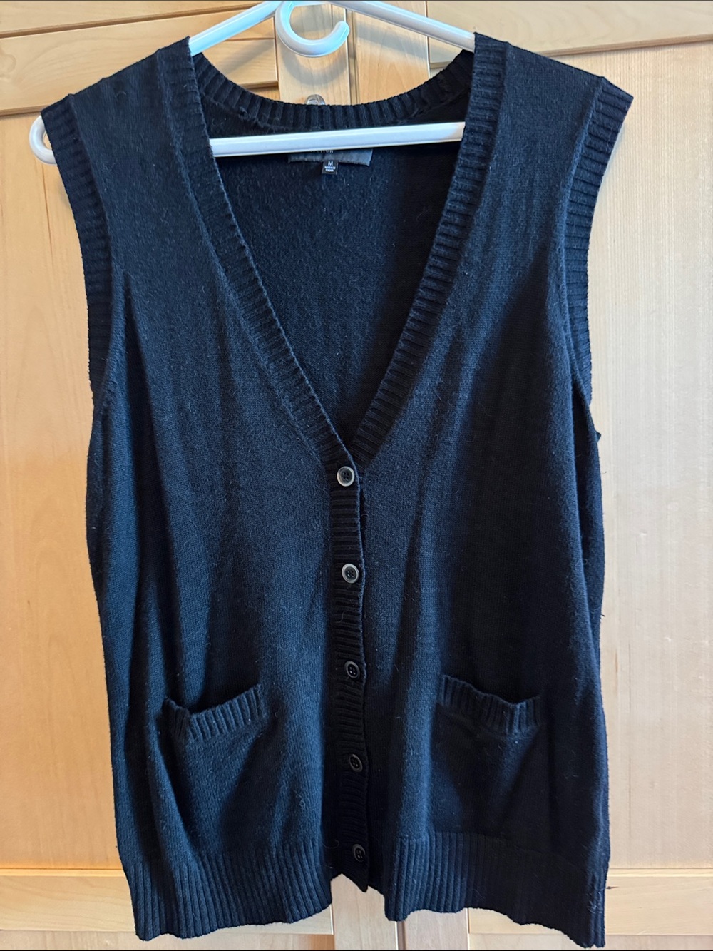 Black Women's Button-Front V-Neck Sweater Vest